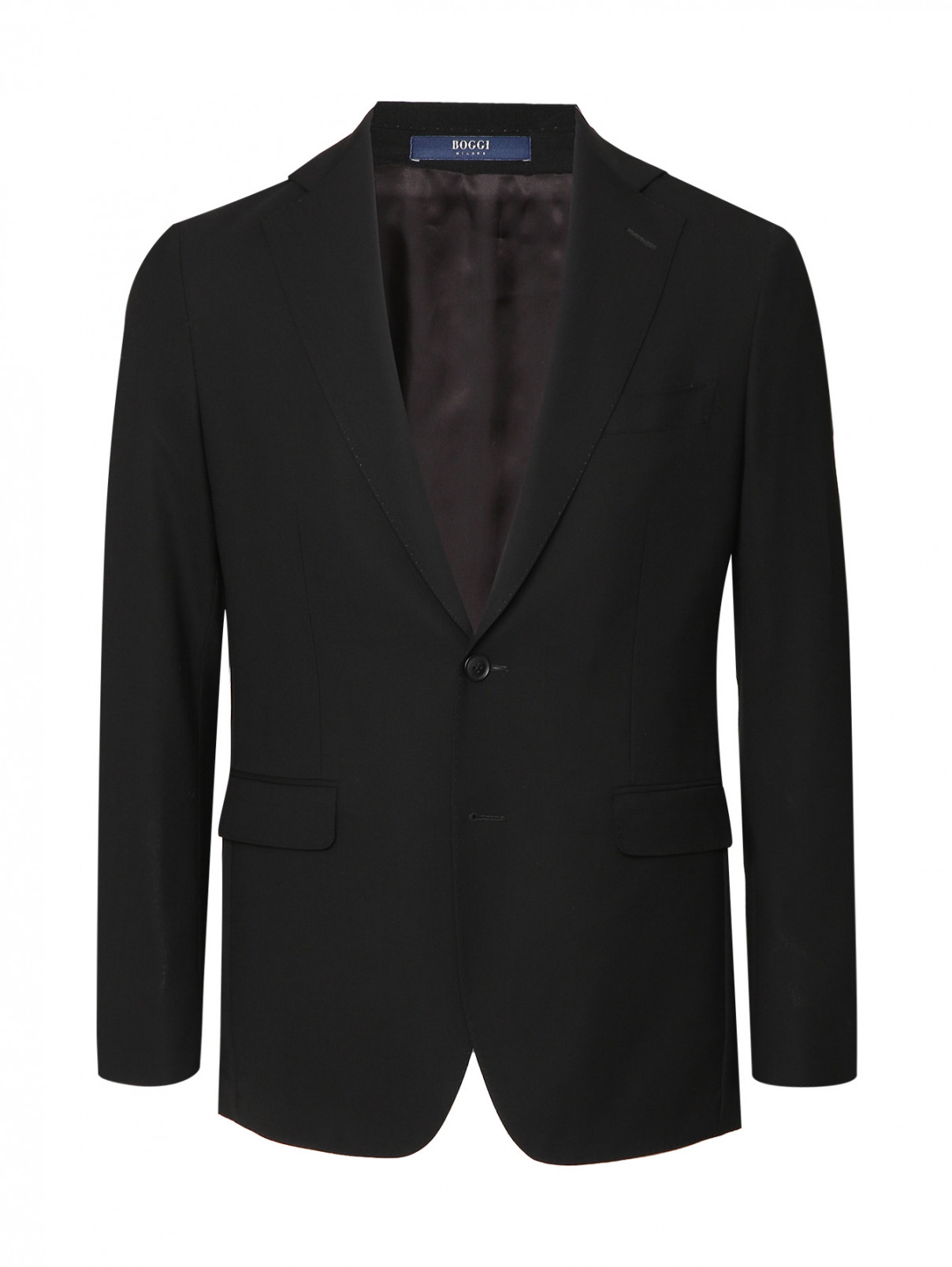 Однотонный пиджак из шерсти Boggi  –  Общий вид  – Цвет:  Черный
