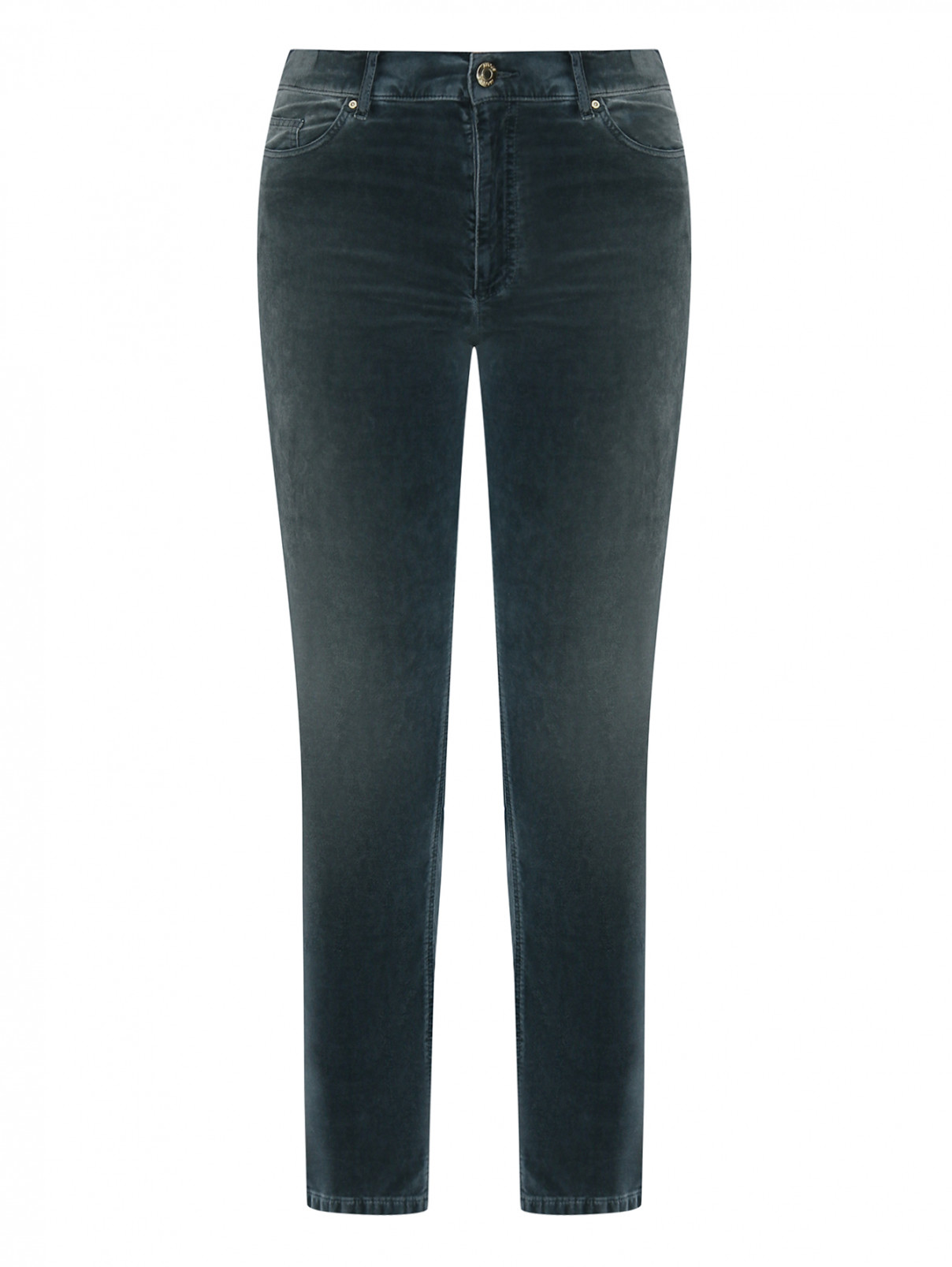 Вельветовые брюки из смешанного хлопка Marina Rinaldi  –  Общий вид  – Цвет:  Зеленый