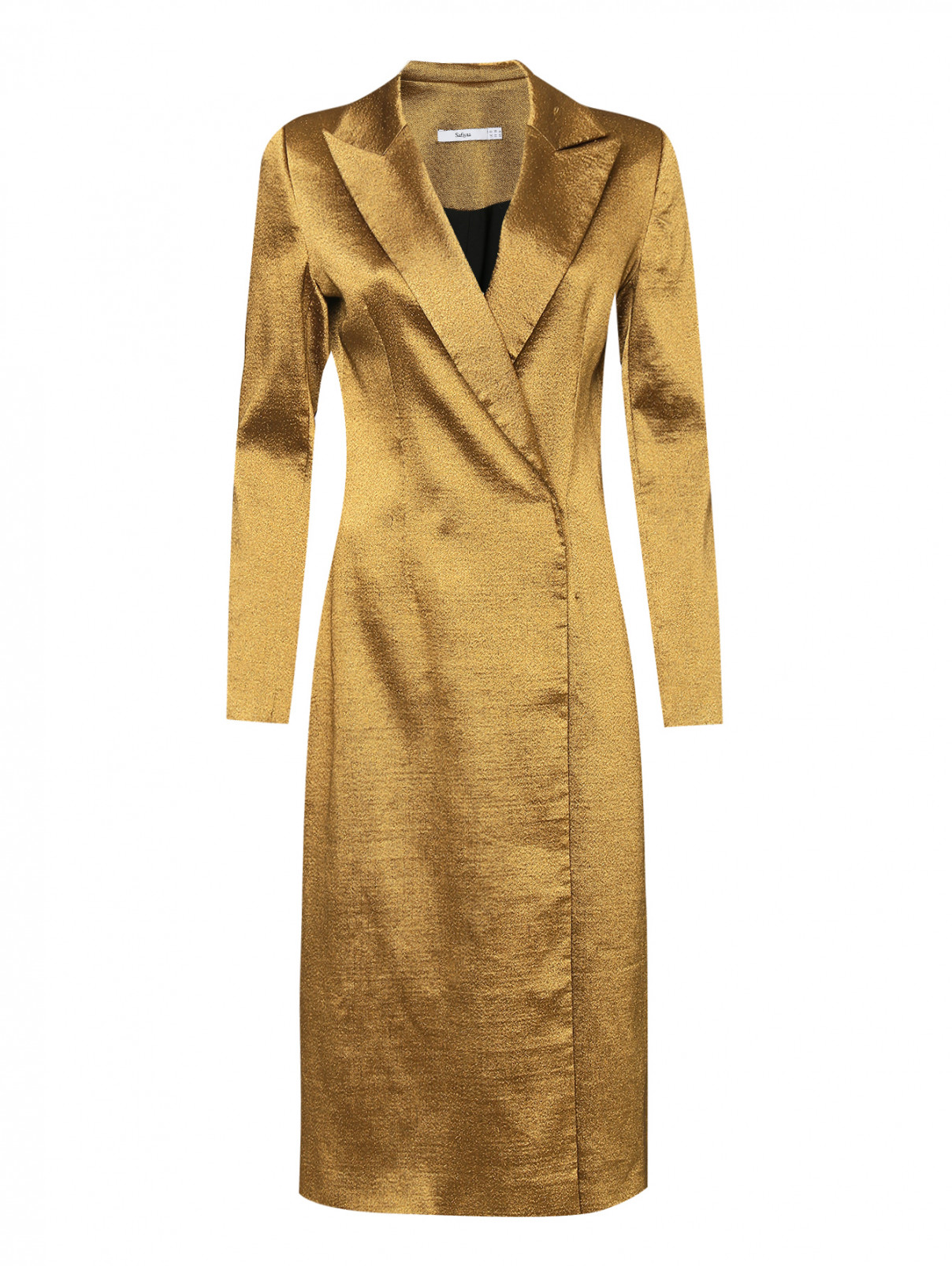 Пальто с металлизированной нитью Safiyaa  –  Общий вид  – Цвет:  Золотой
