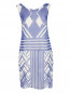 Платье-мини из шелка прямого кроя с узором Caractere  –  Общий вид