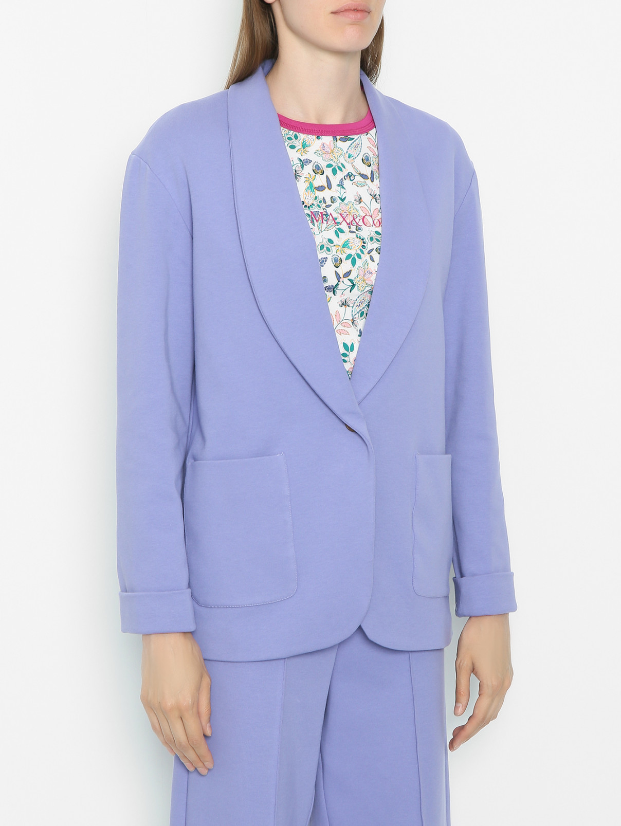 Жакет из хлопка с карманами Alysi  –  МодельВерхНиз  – Цвет:  Фиолетовый