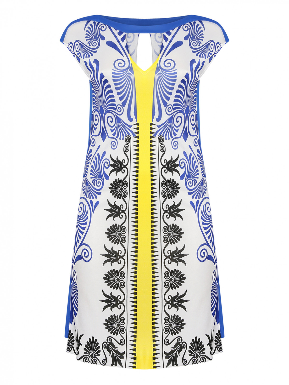 Платье с узором и вырезом Versace Collection  –  Общий вид  – Цвет:  Мультиколор