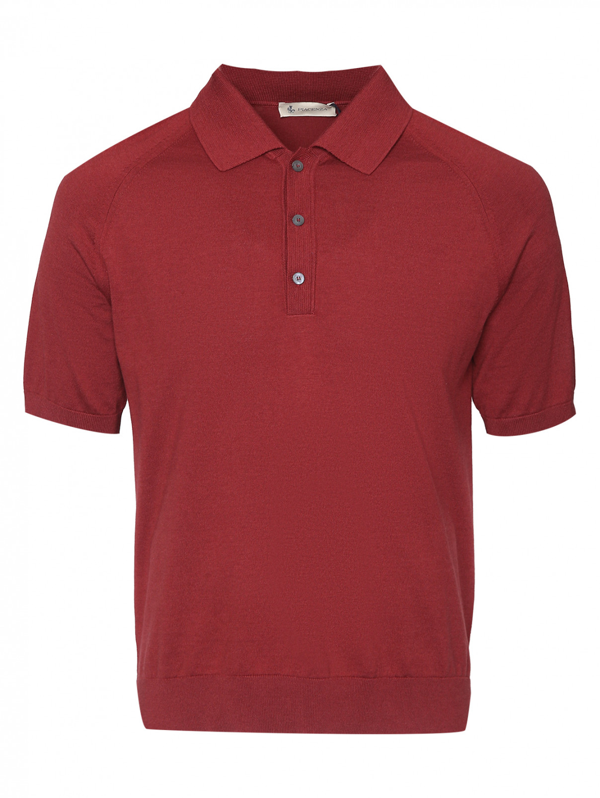 Поло из шелка и хлопка с короткими рукавами Piacenza Cashmere  –  Общий вид  – Цвет:  Красный