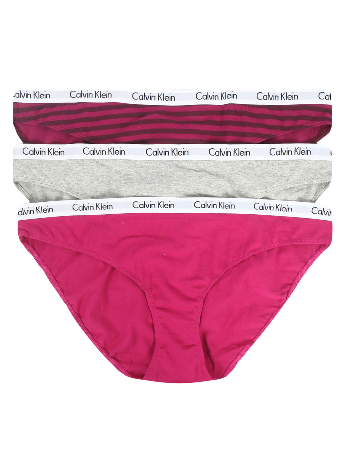 Комплект из трех трусов Calvin Klein  –  Общий вид  – Цвет:  Фиолетовый