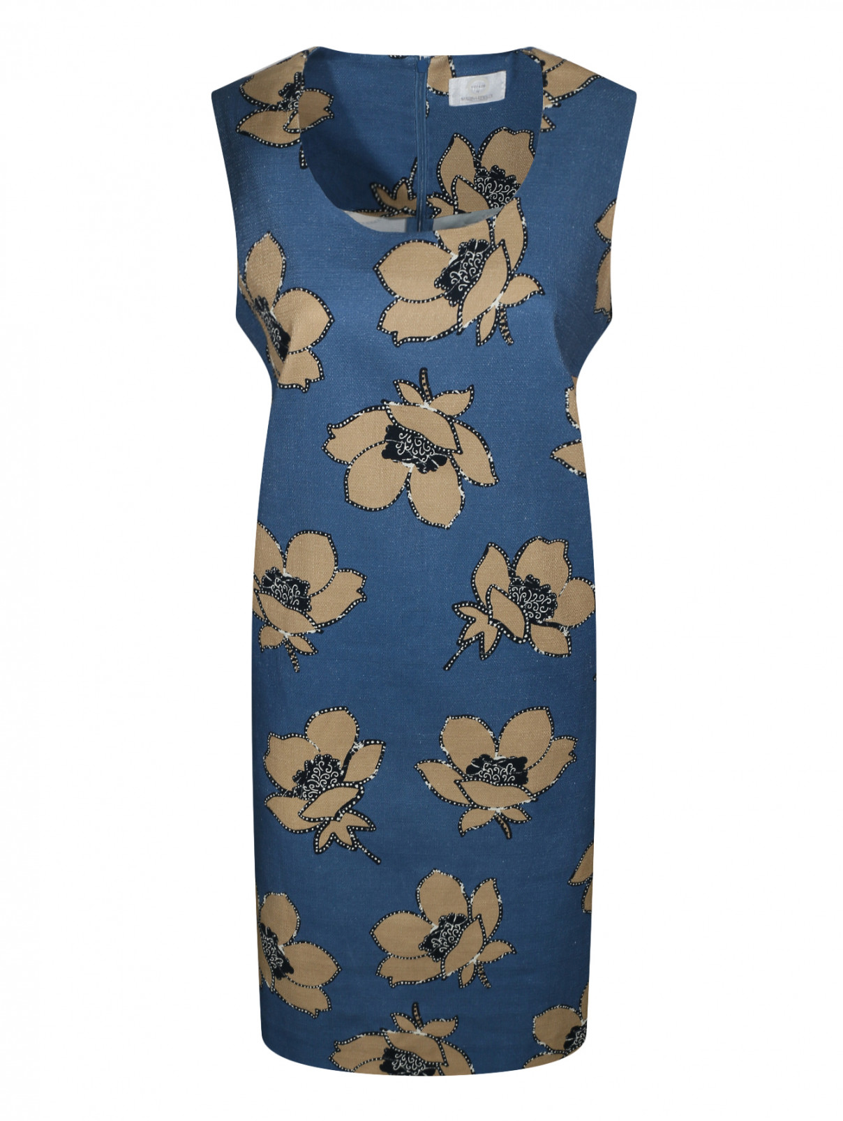 Платье из хлопка с цветочным узором Marina Rinaldi  –  Общий вид  – Цвет:  Синий