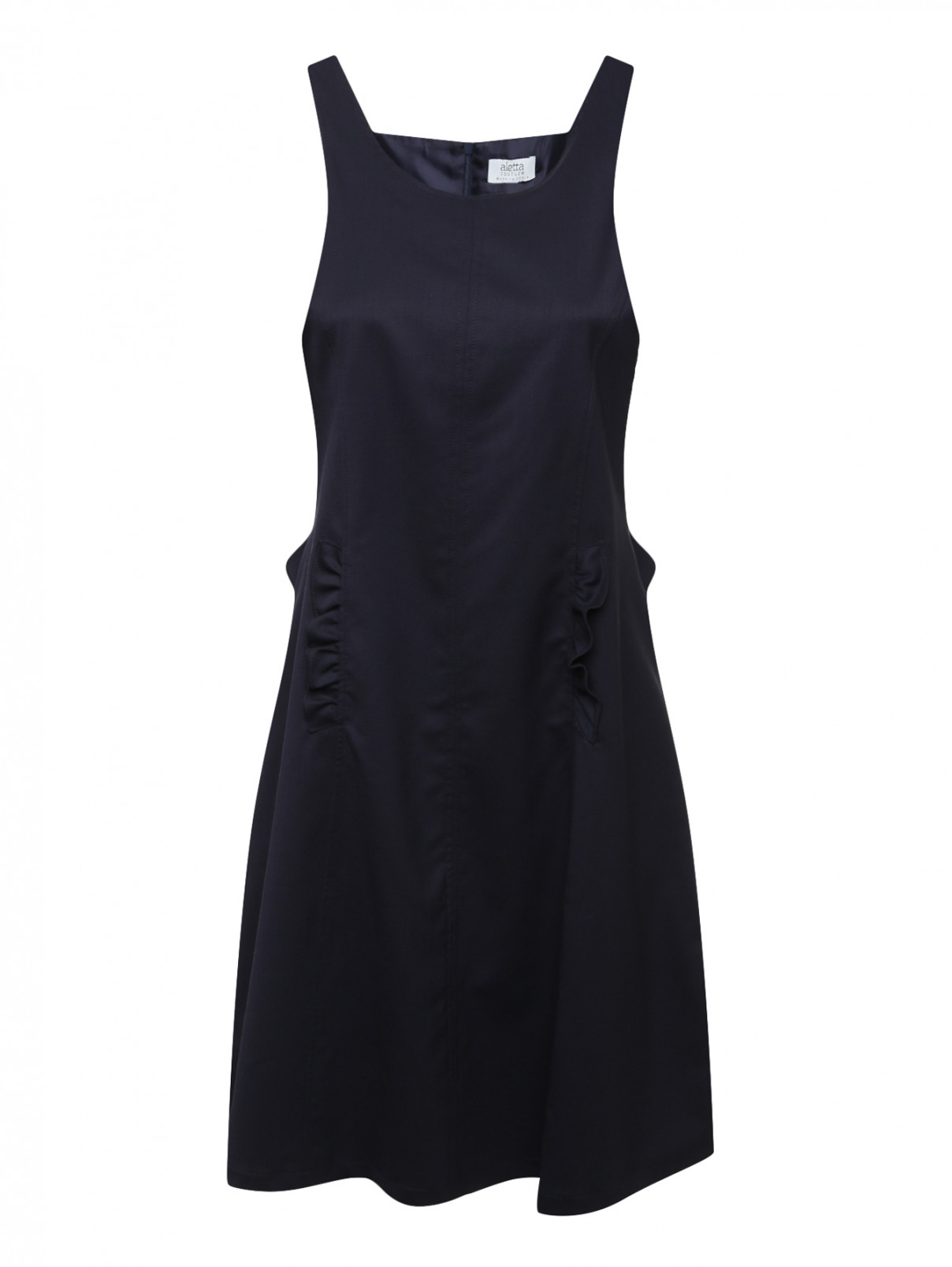 Платье шерстяое с оборками Aletta Couture  –  Общий вид  – Цвет:  Синий