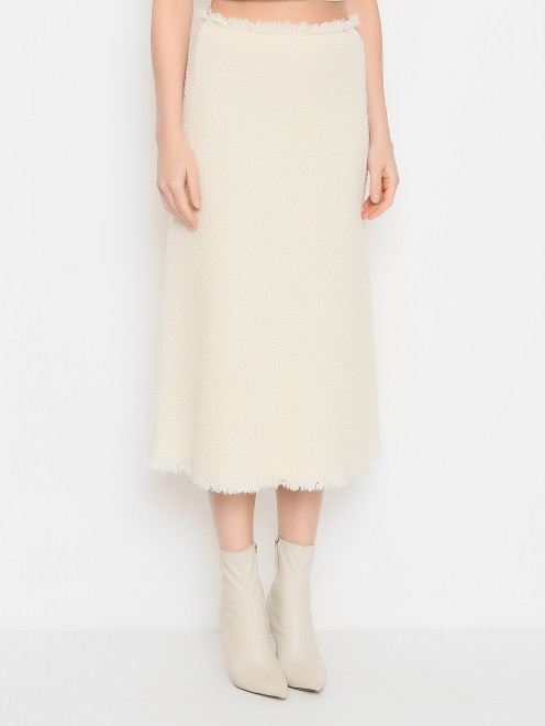 Однотонная юбка из шерсти и шелка Alberta Ferretti - МодельВерхНиз