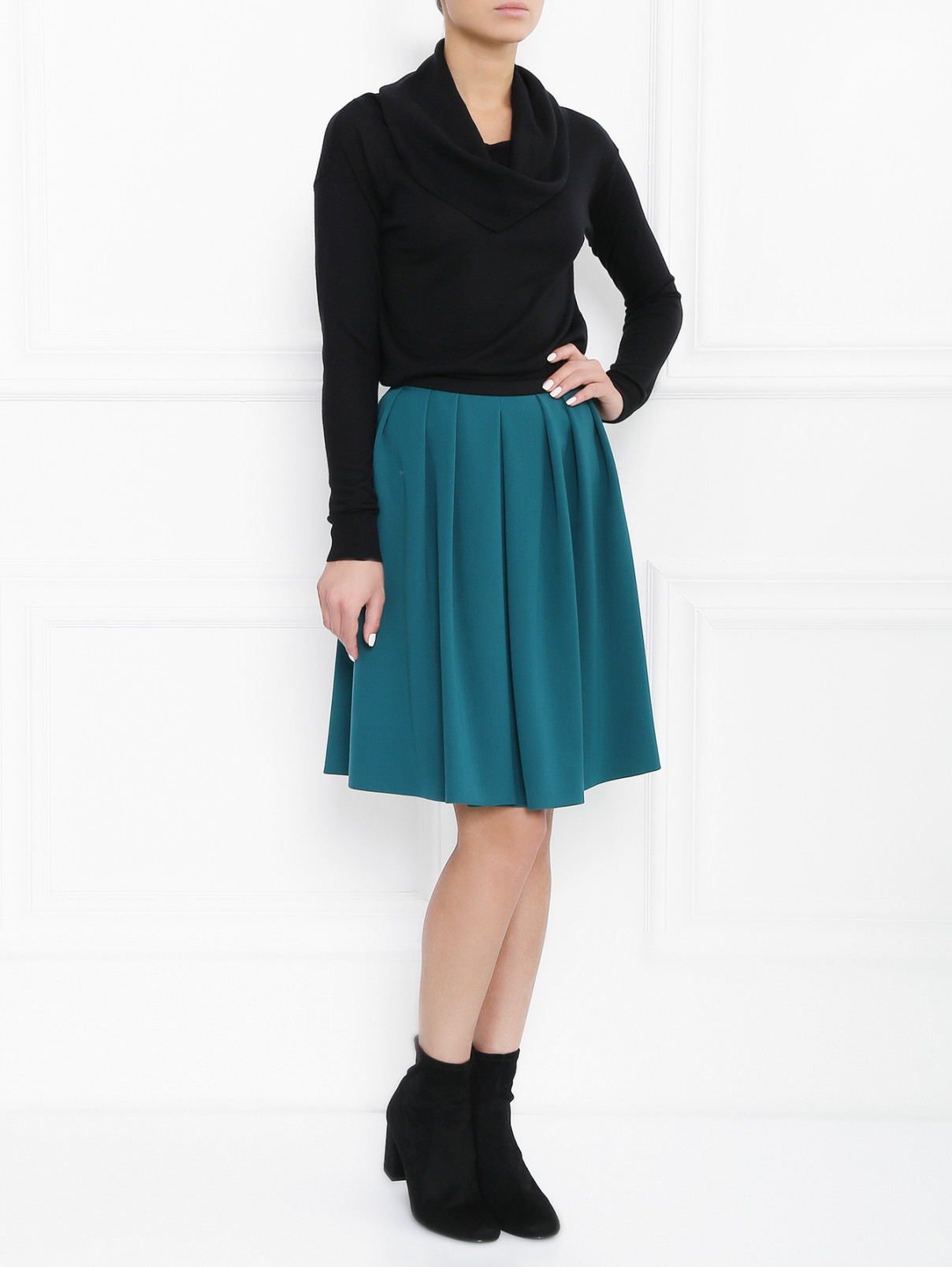 Пышная юбка из смесовой шерсти со складками Antonio Marras  –  Модель Общий вид  – Цвет:  Зеленый