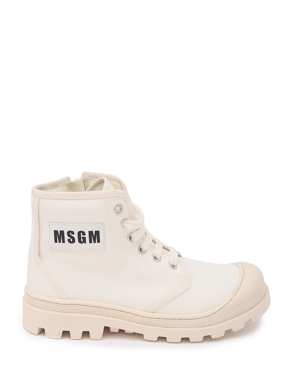 Ботинки из хлопка с логотипом MSGM  –  Обтравка1  – Цвет:  Белый