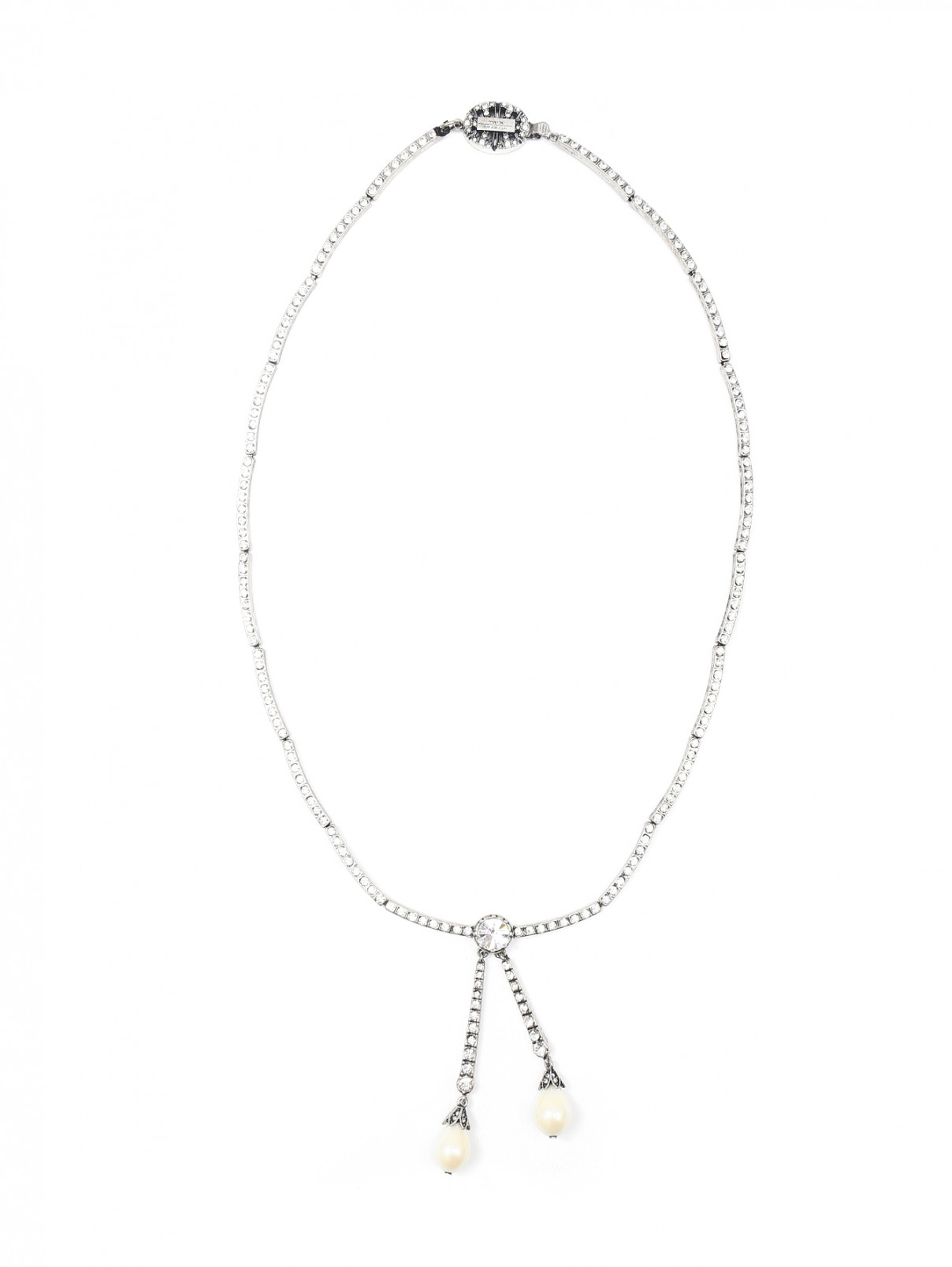 Ожерелье из металла с кристаллами Weekend Max Mara  –  Общий вид  – Цвет:  Серый