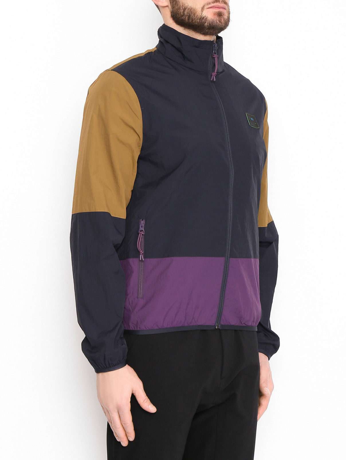 Куртка из нейлона на молнии с карманами Paul Smith  –  МодельВерхНиз  – Цвет:  Синий