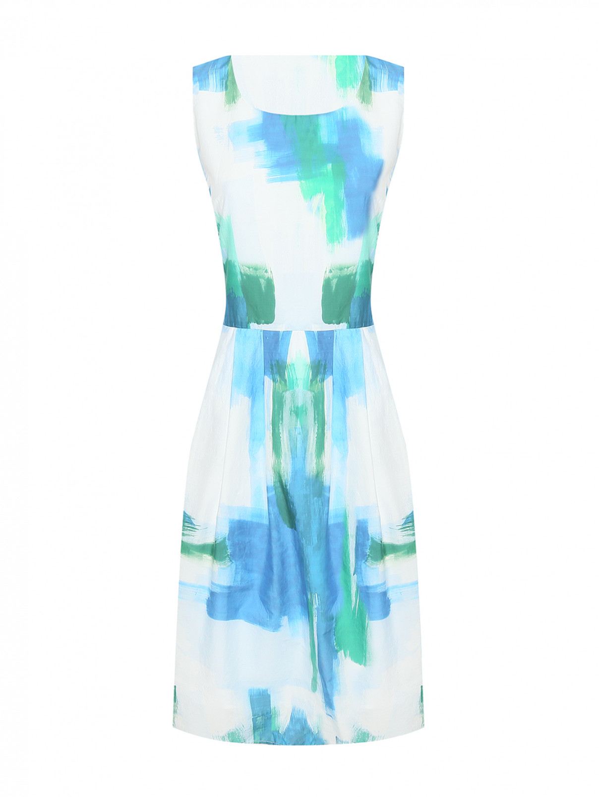 Платье из хлопка с узором Caractere  –  Общий вид  – Цвет:  Синий