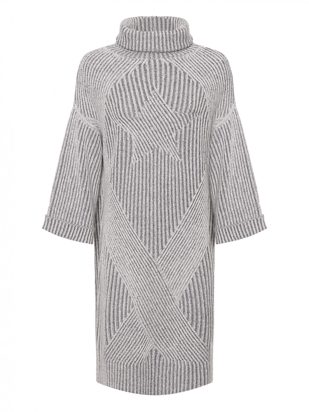 Трикотажное платье из шерсти и кашемира Lorena Antoniazzi  –  Общий вид  – Цвет:  Серый