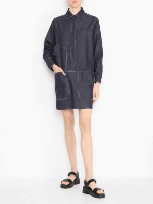 Платье-рубашка из хлопка с карманами Max Mara - МодельОбщийВид