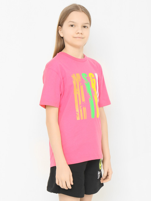 Футболка с принтом из хлопка MSGM - МодельВерхНиз