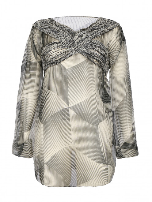 Блуза из смешанного шелка с узором "полоска" Jean Paul Gaultier - Общий вид