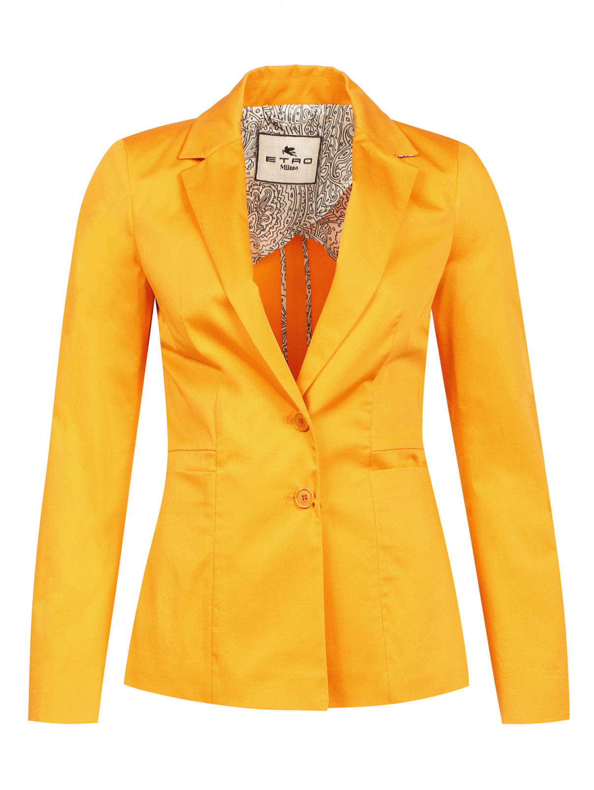 Удлиненный жакет из хлопка с боковыми карманами Etro  –  Общий вид  – Цвет:  Оранжевый