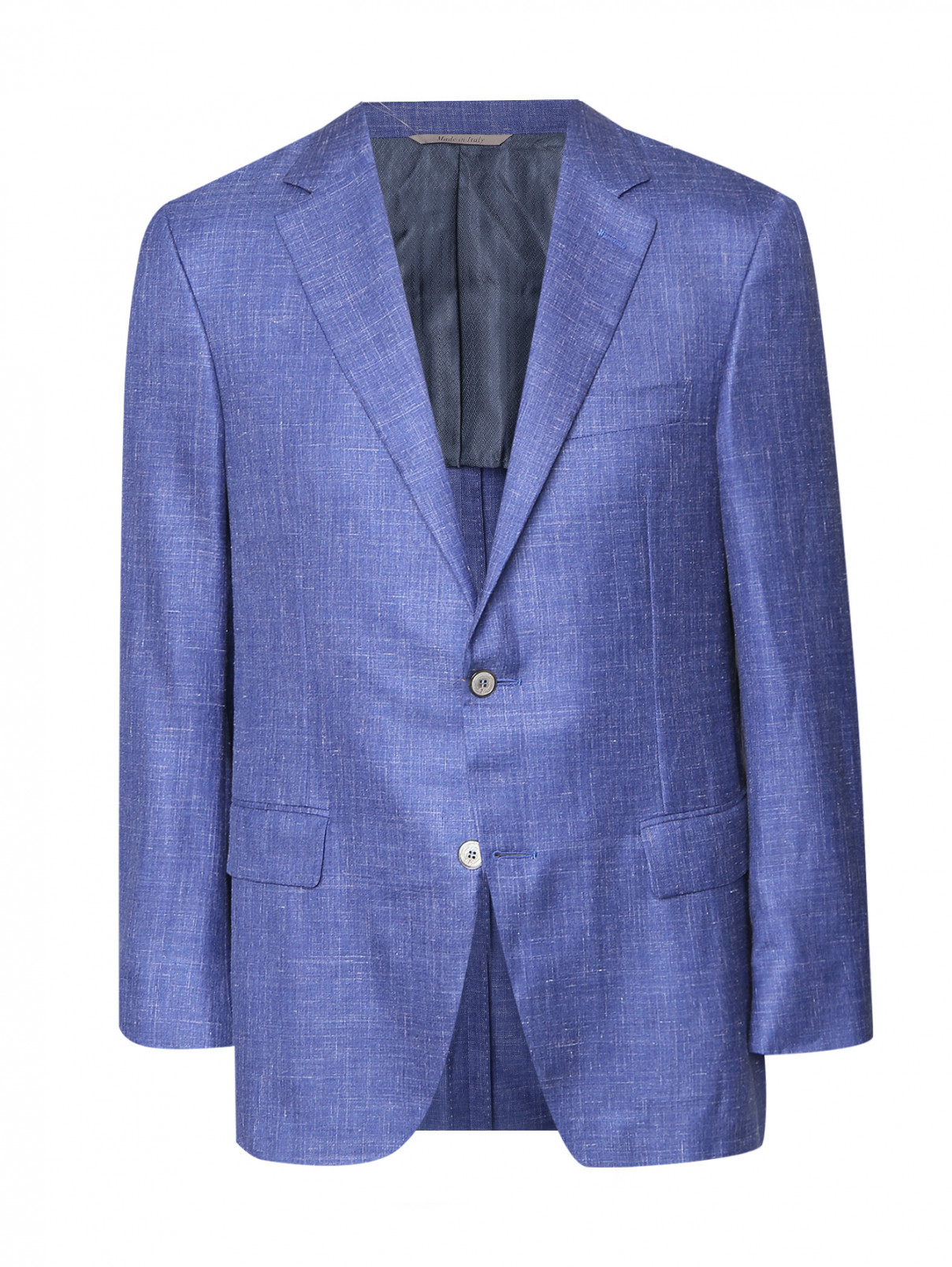 Пиджак из шелка и кашемира с узором Canali  –  Общий вид  – Цвет:  Синий