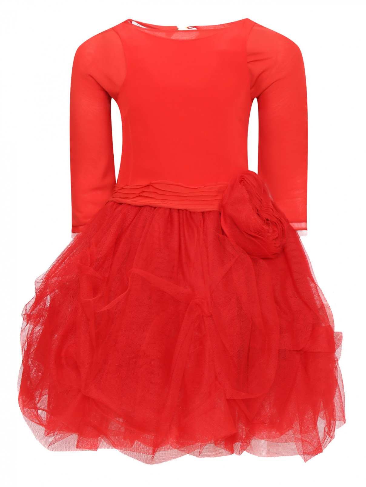 Платье из шелка с юбкой пачкой Dior  –  Общий вид  – Цвет:  Красный