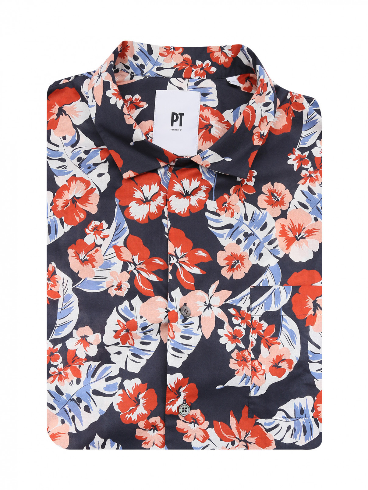 Рубашка из хлопка с узором PT Torino  –  Общий вид  – Цвет:  Узор