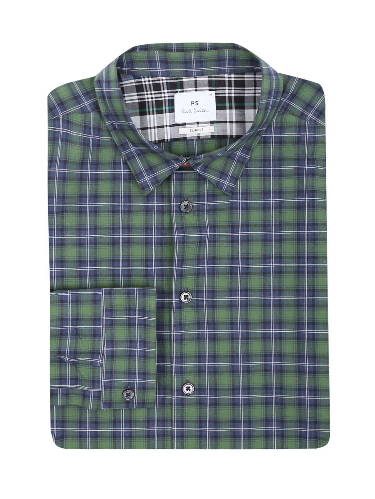 Рубашка из хлопка с узором "клетка" Paul Smith  –  Общий вид  – Цвет:  Зеленый