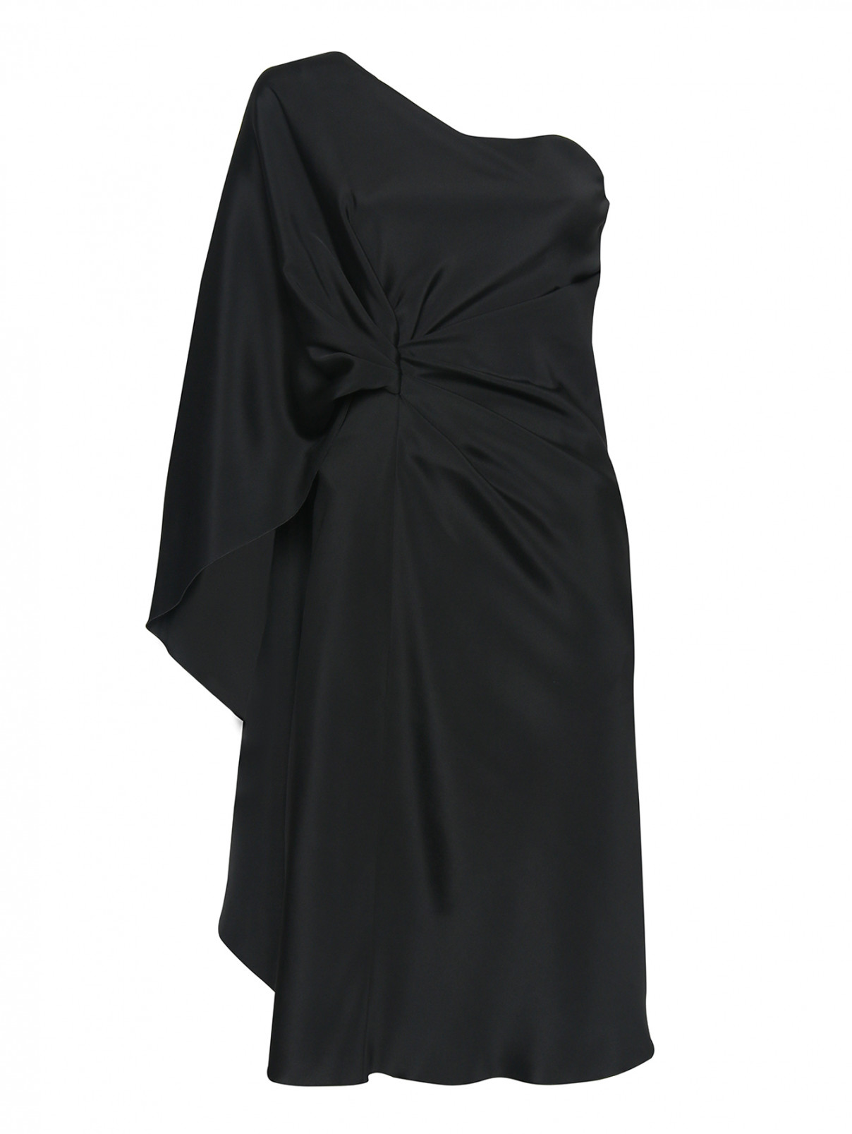 Платье ассиметричное, со сборкой Alberta Ferretti  –  Общий вид  – Цвет:  Черный