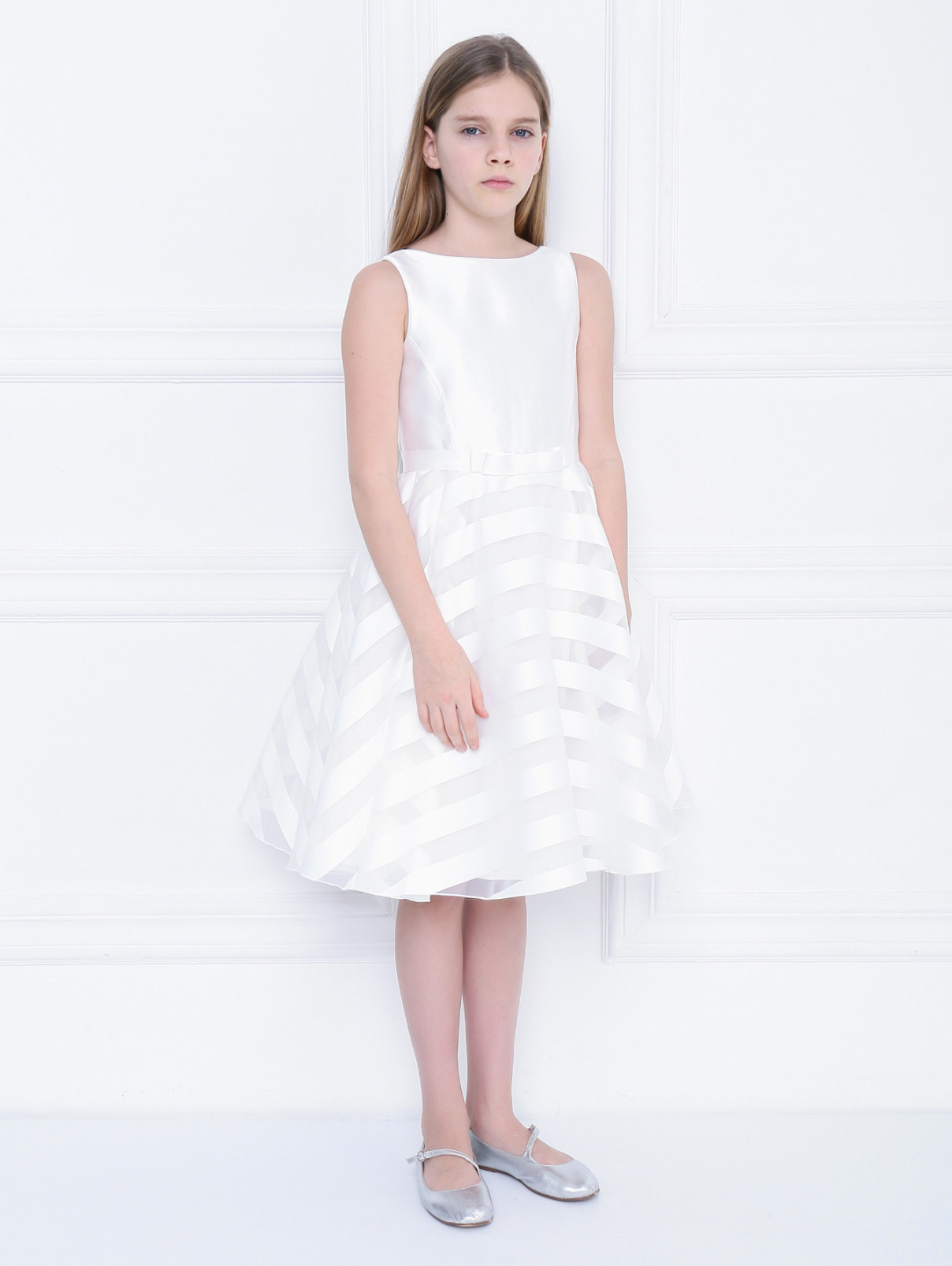 Платье-миди с декором на юбке Aletta Couture  –  МодельВерхНиз  – Цвет:  Белый