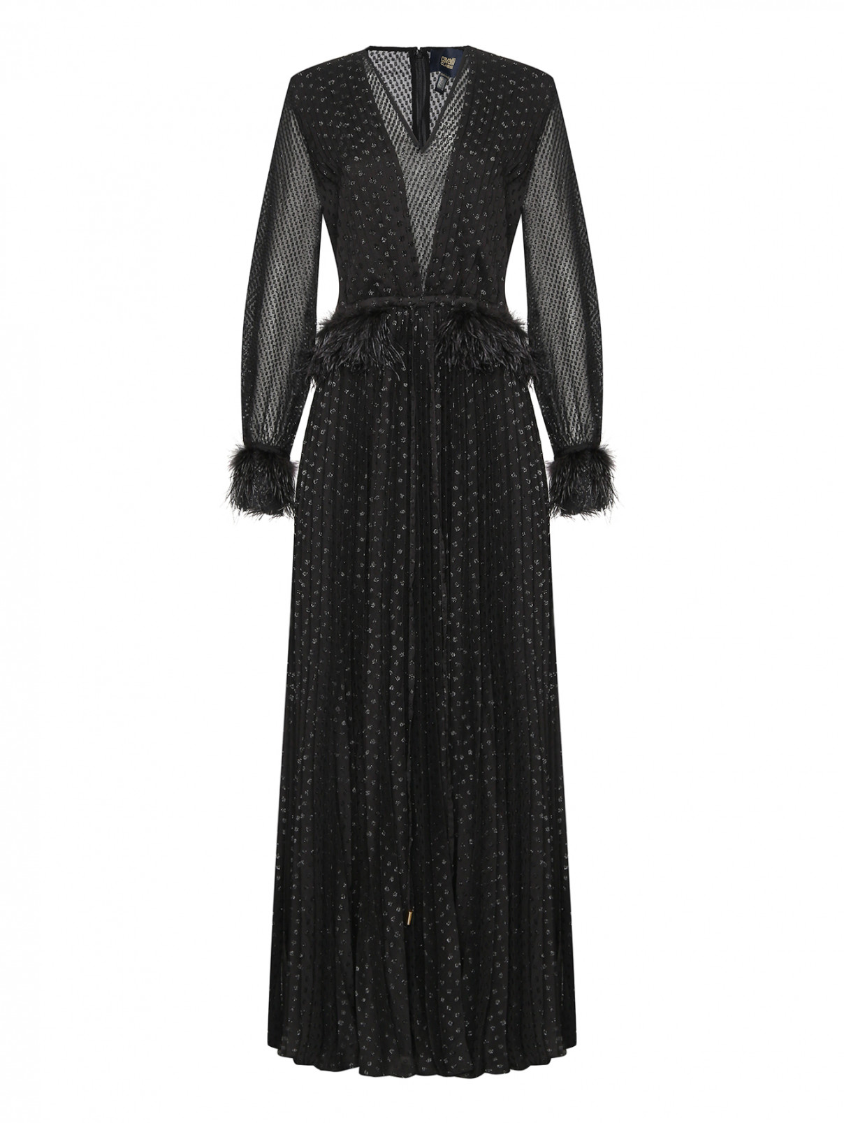 Платье-макси с декором Cavalli class  –  Общий вид  – Цвет:  Черный