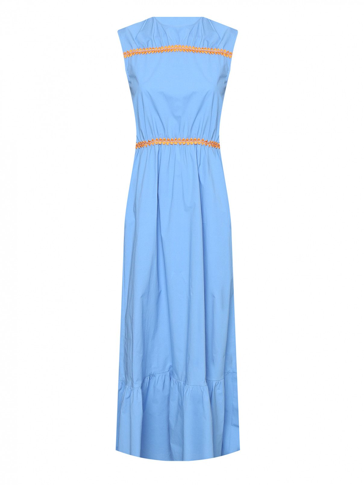 Платье-макси с контрастной отделкой Moschino Boutique  –  Общий вид  – Цвет:  Синий
