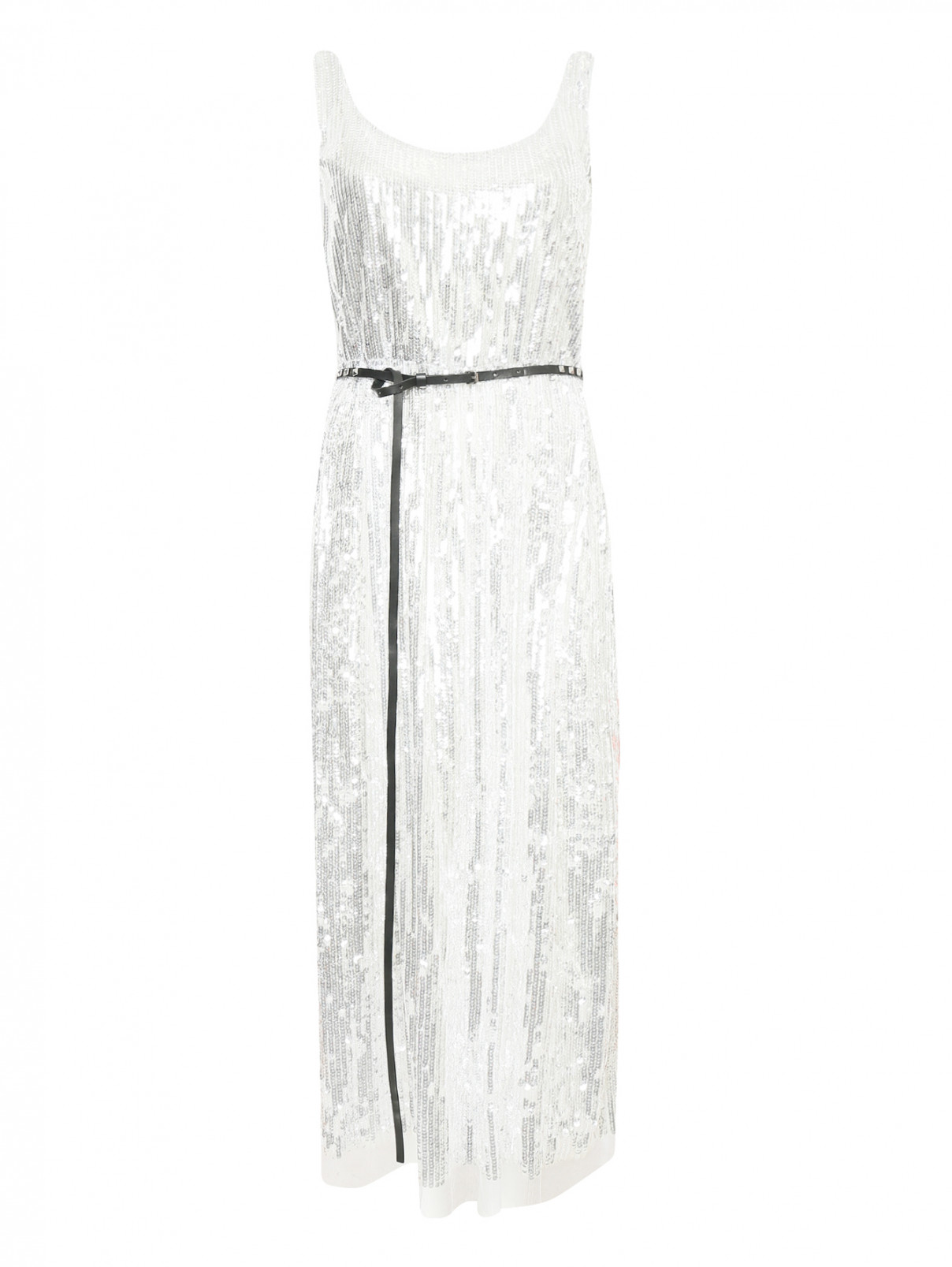 Платье-миди декорированное пайетками Marc Jacobs  –  Общий вид  – Цвет:  Серый