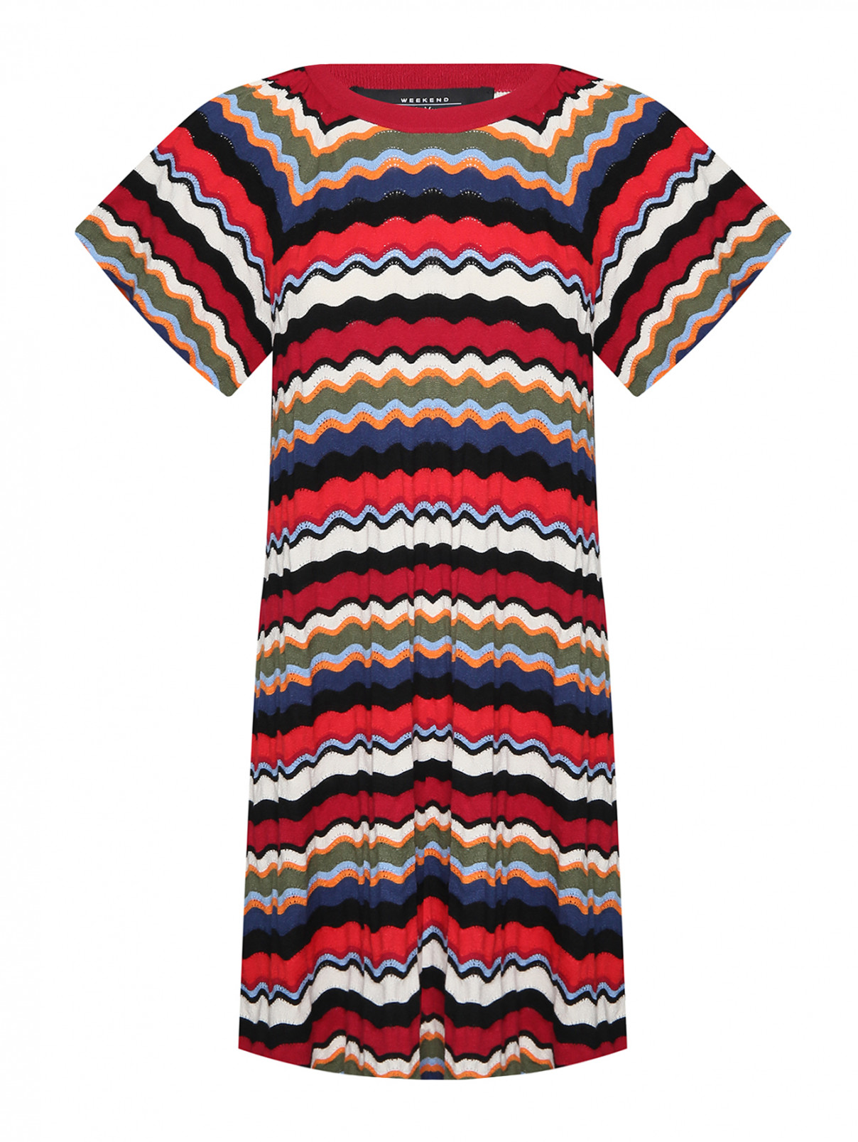 Платье трикотажное с узором полоска Weekend Max Mara  –  Общий вид  – Цвет:  Мультиколор