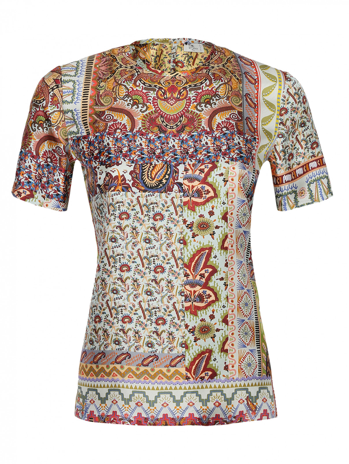 Блуза из шелка с коротким рукавом Etro  –  Общий вид  – Цвет:  Мультиколор