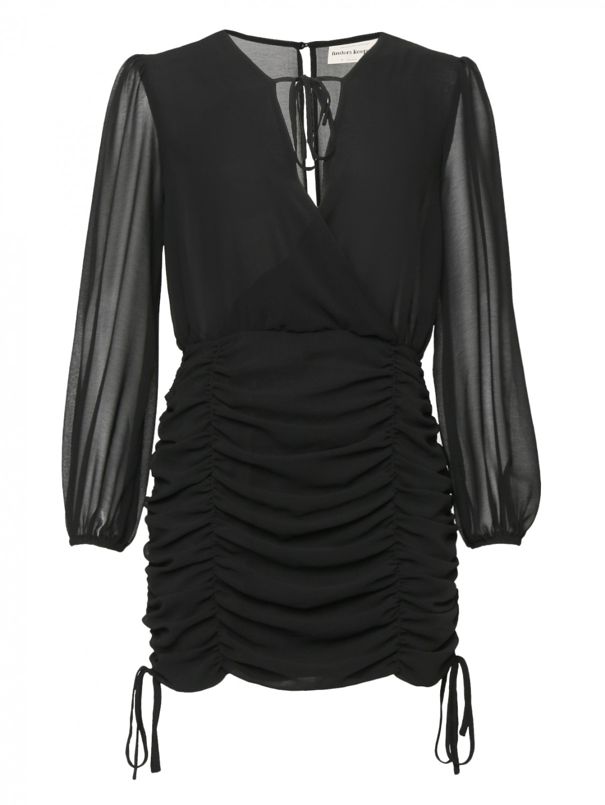 Платье-мини с драпировкой Finders Keepers  –  Общий вид  – Цвет:  Черный