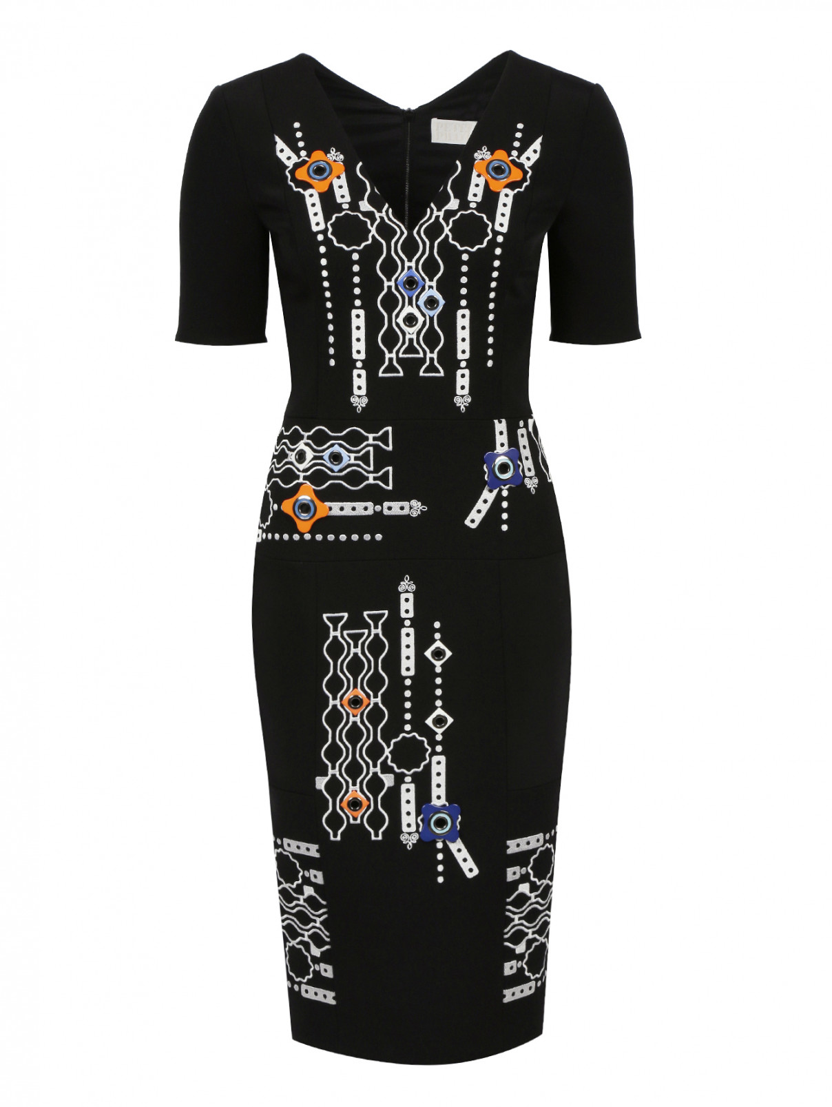 Платье-футляр с декоративной отделкой Peter Pilotto  –  Общий вид  – Цвет:  Мультиколор