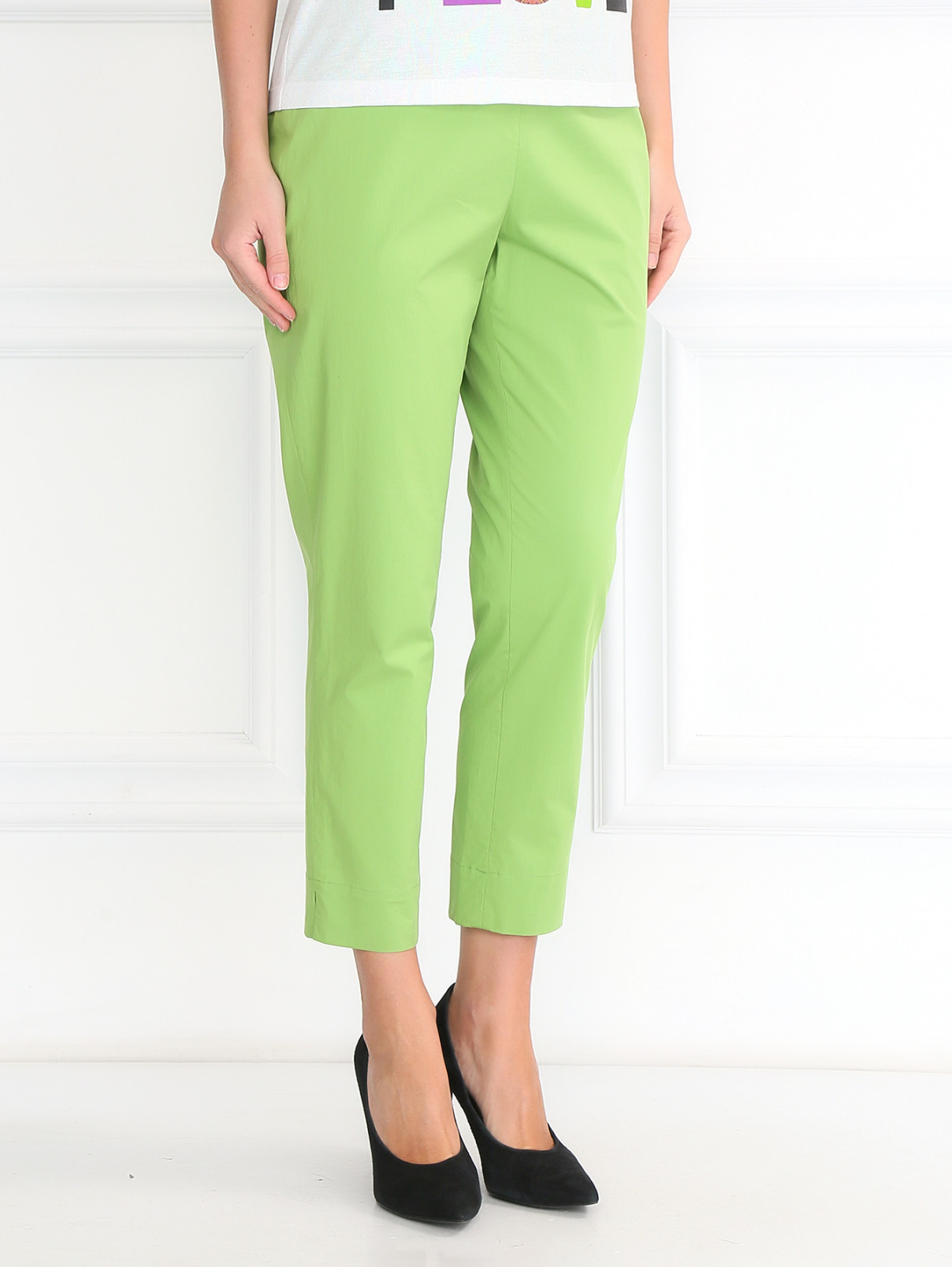 Укороченные брюки из хлопка Devernois  –  Модель Верх-Низ  – Цвет:  Зеленый