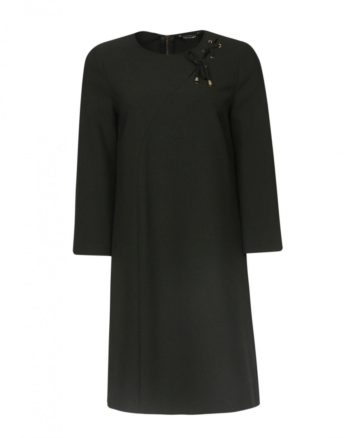 Платье прямого кроя с рукавом 3/4 Tara Jarmon  –  Общий вид  – Цвет:  Черный