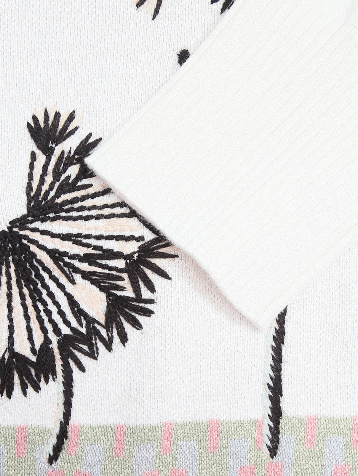 Свитер из хлопка с узором и вышивкой Marina Rinaldi  –  Деталь1  – Цвет:  Белый