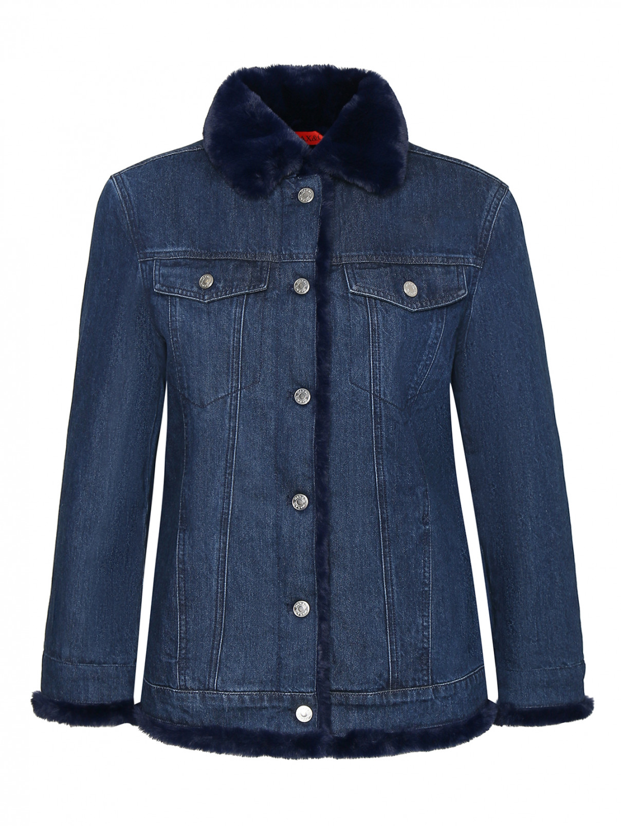 Утепленная куртка из денима Max&Co  –  Общий вид  – Цвет:  Синий