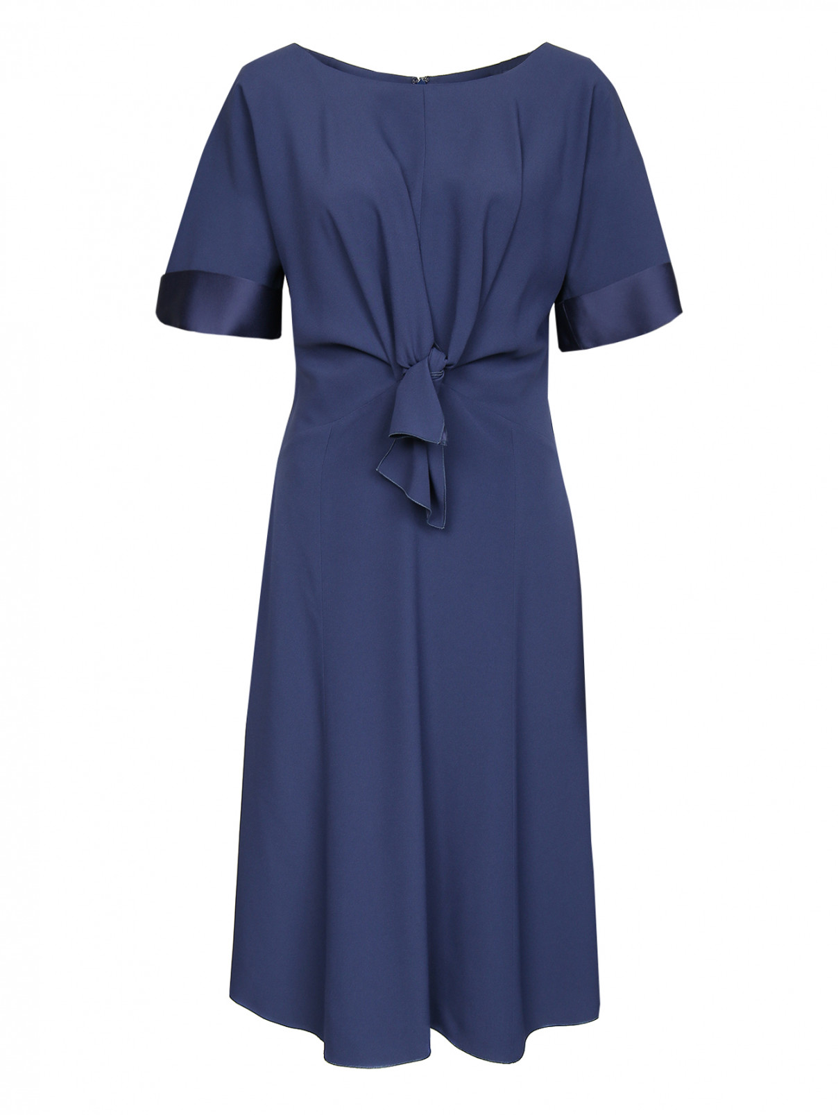 Платье с декоративным узлом Alberta Ferretti  –  Общий вид  – Цвет:  Синий