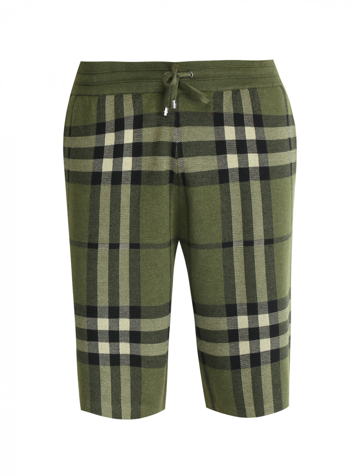 Трикотажные шорты из шерсти и шелка с узором Burberry  –  Общий вид  – Цвет:  Зеленый
