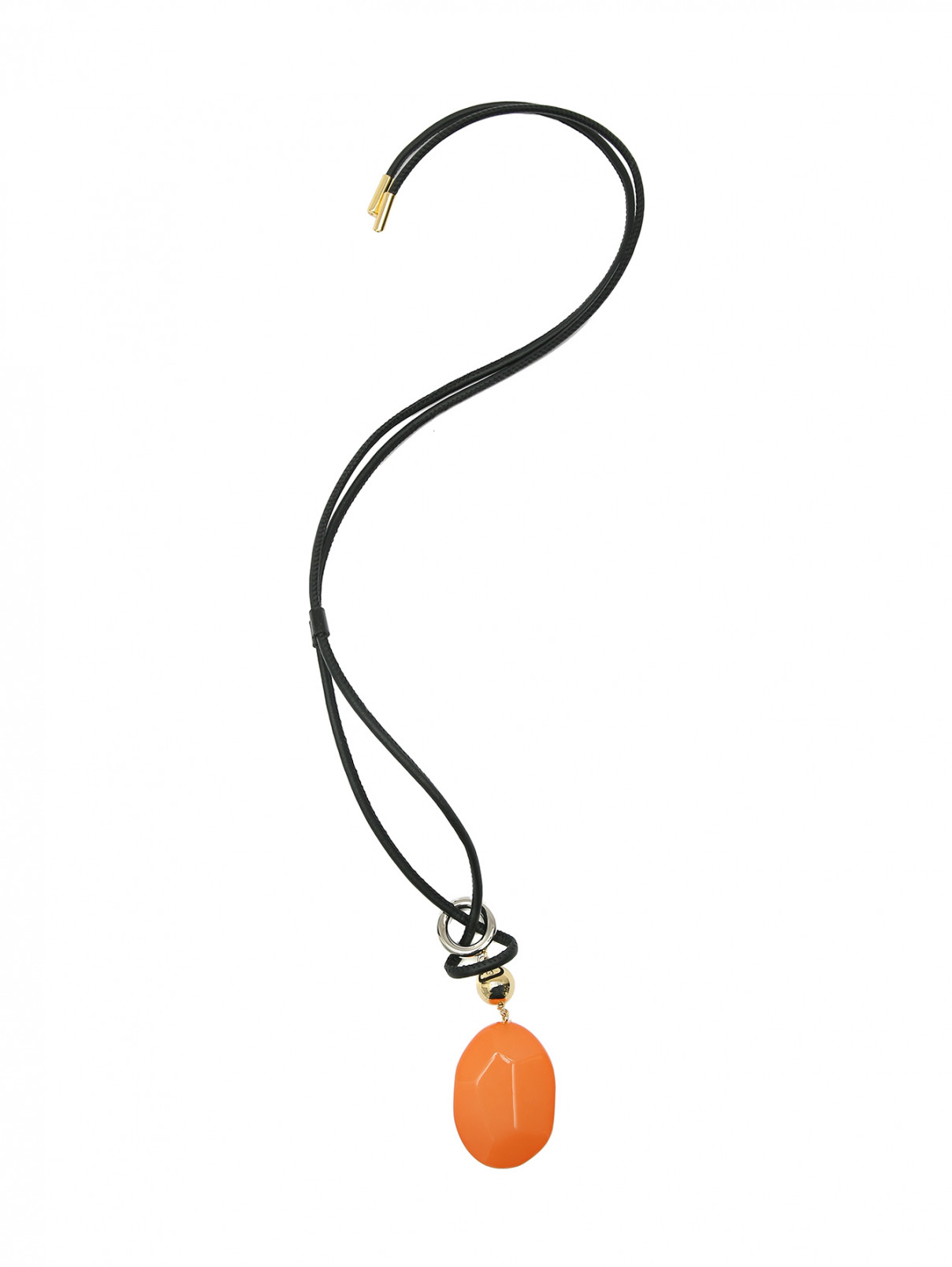 Подвеска в виде камня на кожаном шнуре Sportmax  –  Общий вид  – Цвет:  Оранжевый