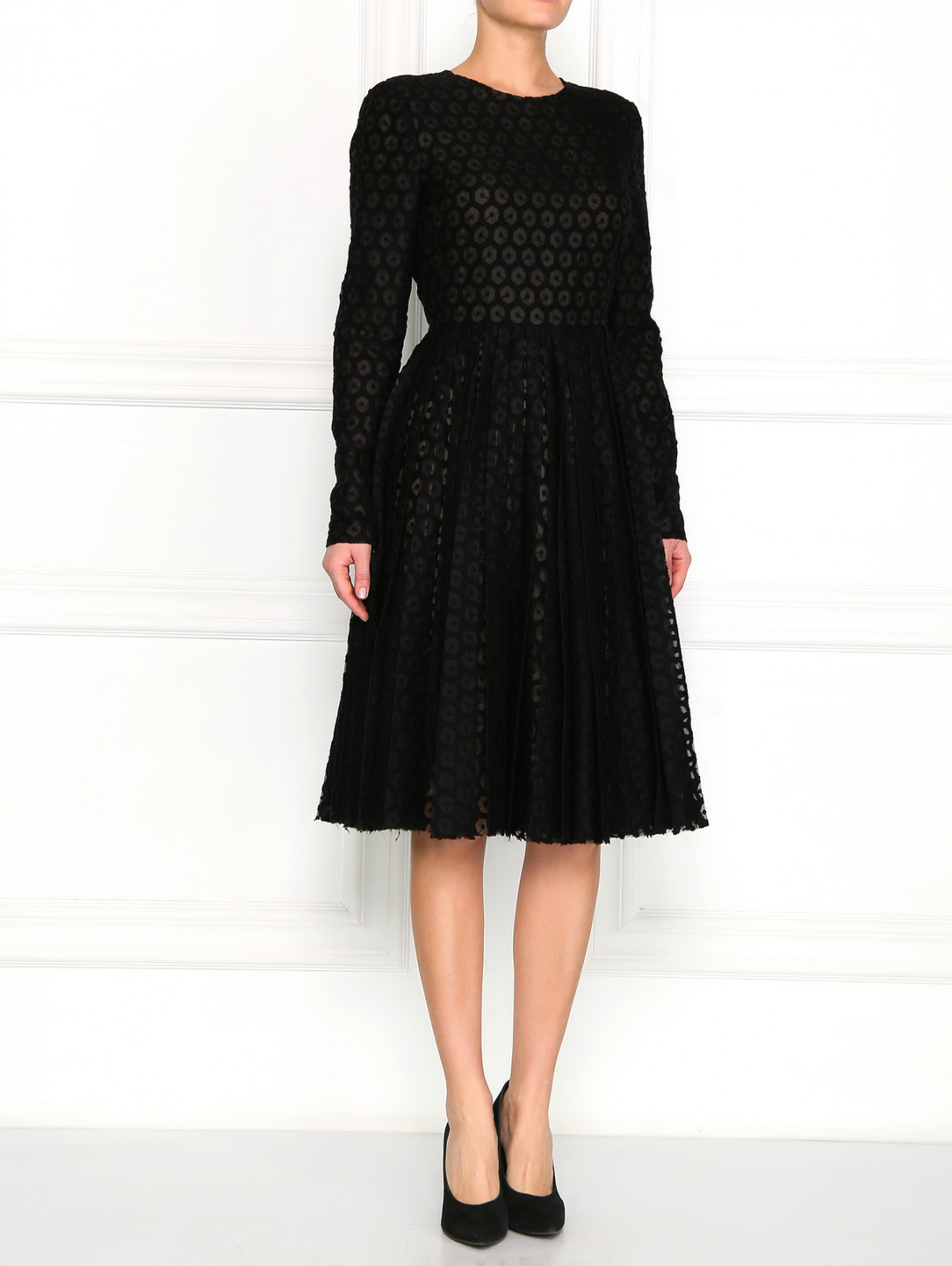 Платье из шелка с геометрическим узором Giambattista Valli  –  Модель Общий вид  – Цвет:  Черный