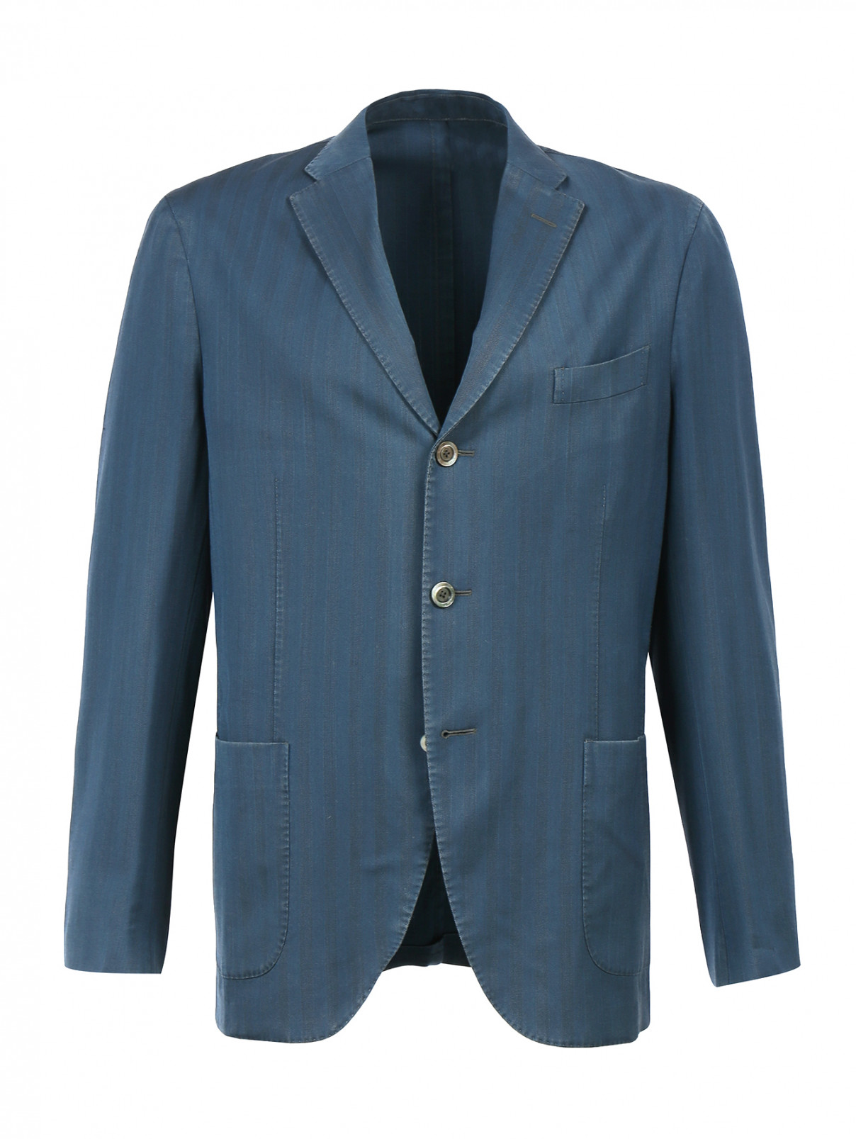 Однобортный пиджак из шерсти Boglioli  –  Общий вид  – Цвет:  Синий