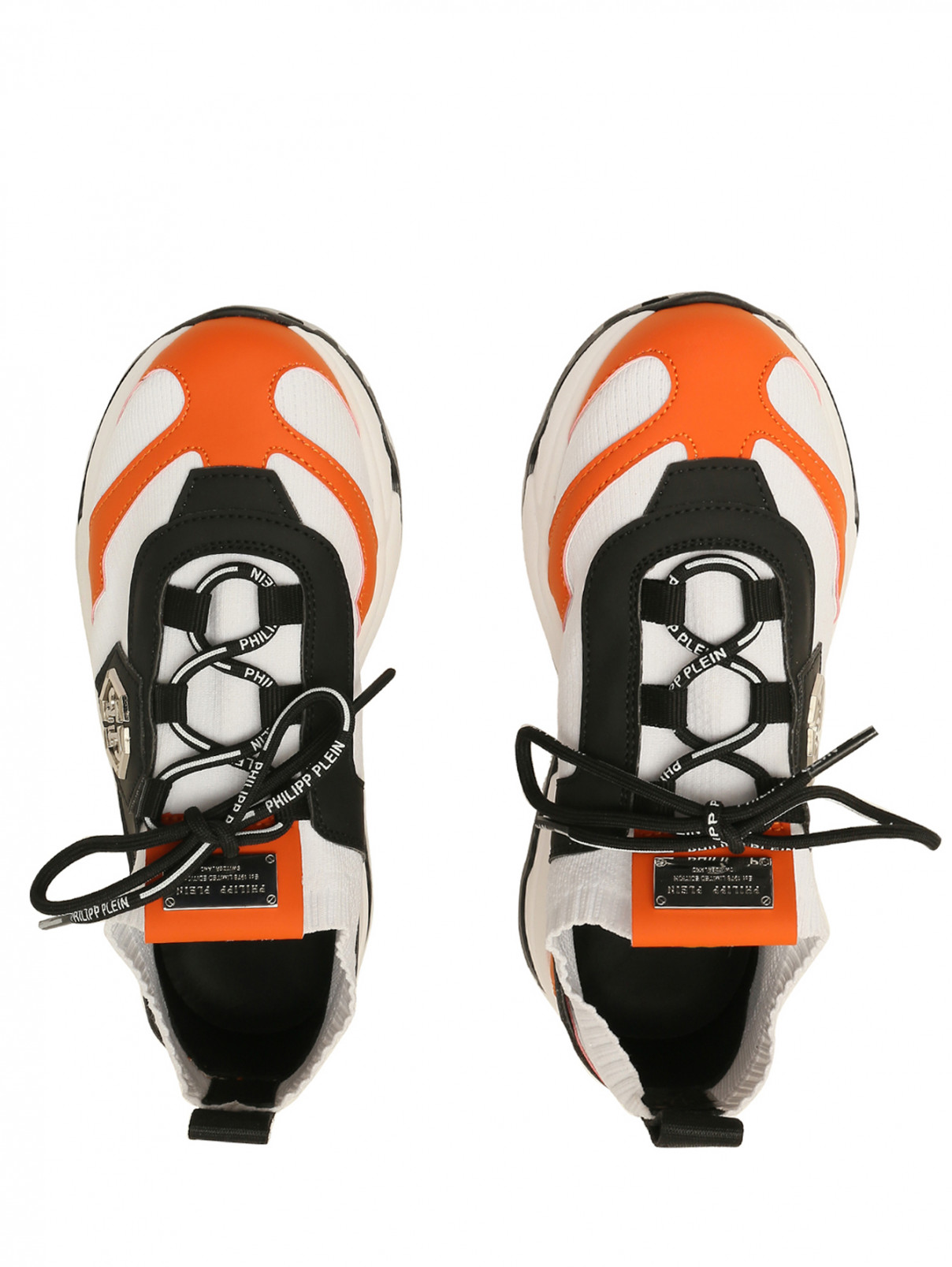 Кроссовки с логотипом на шнуровке Philipp Plein  –  Обтравка3  – Цвет:  Оранжевый