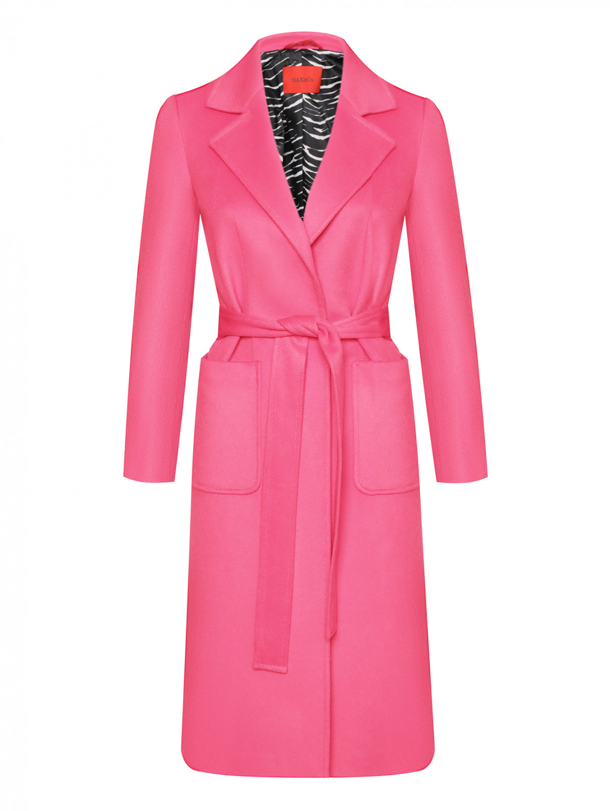 Пальто из шерсти Max&Co  –  Общий вид  – Цвет:  Розовый
