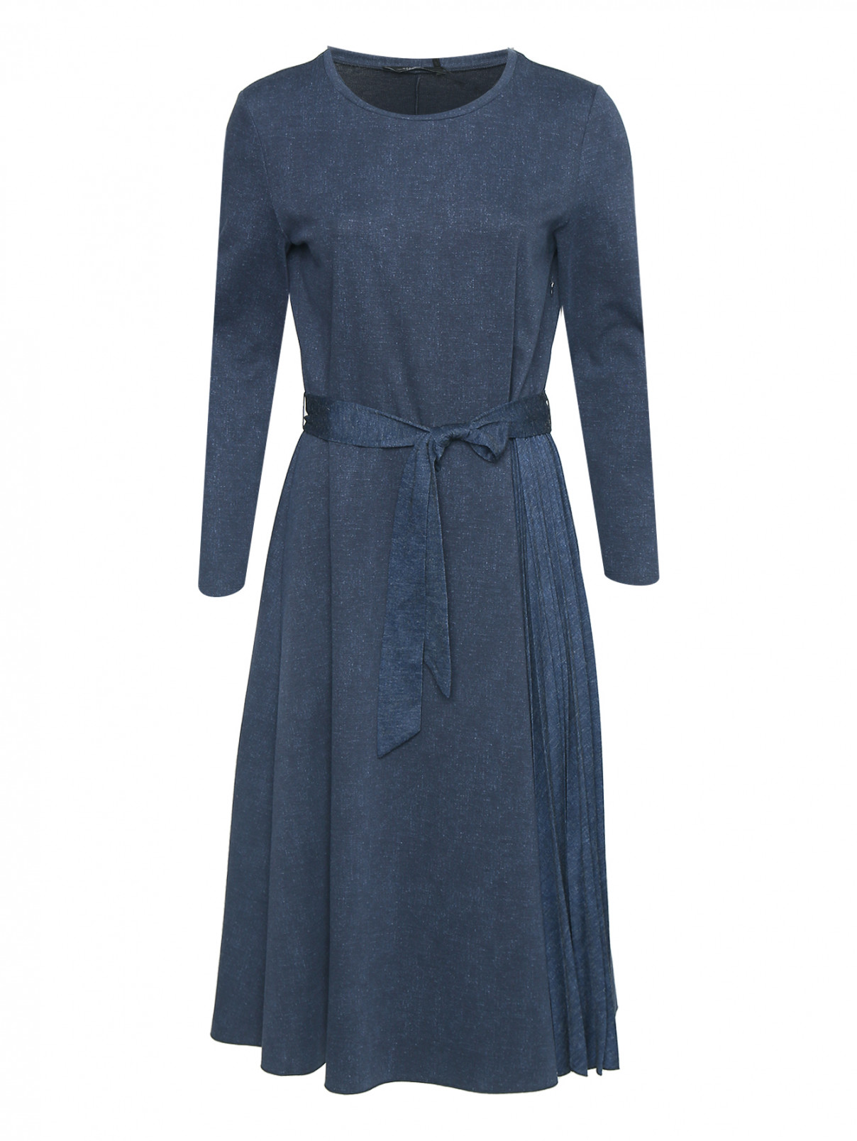 Платье-миди с поясом Weekend Max Mara  –  Общий вид  – Цвет:  Синий