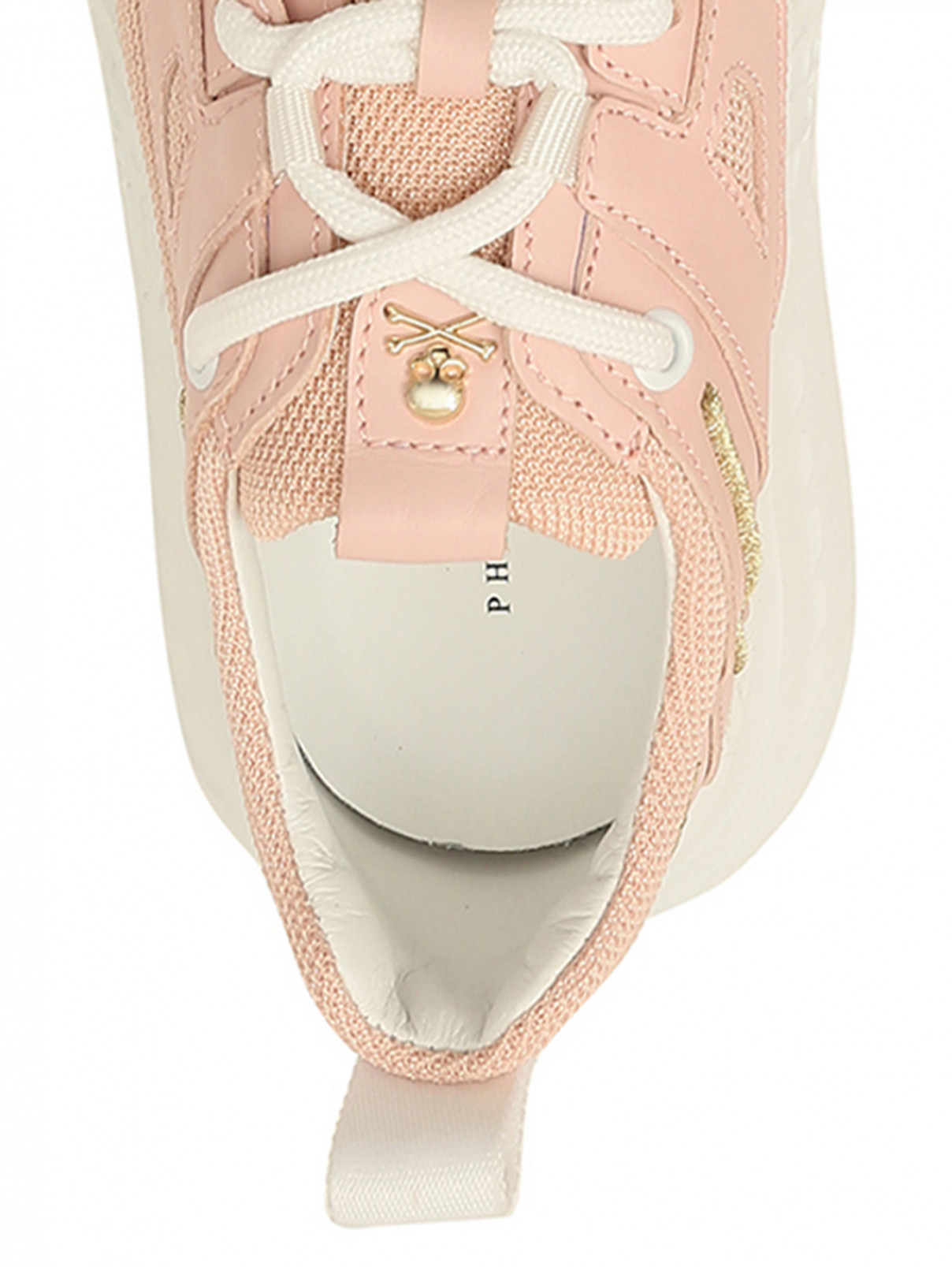 Кроссовки на шнуровке с логотипом Philipp Plein  –  Деталь1  – Цвет:  Розовый