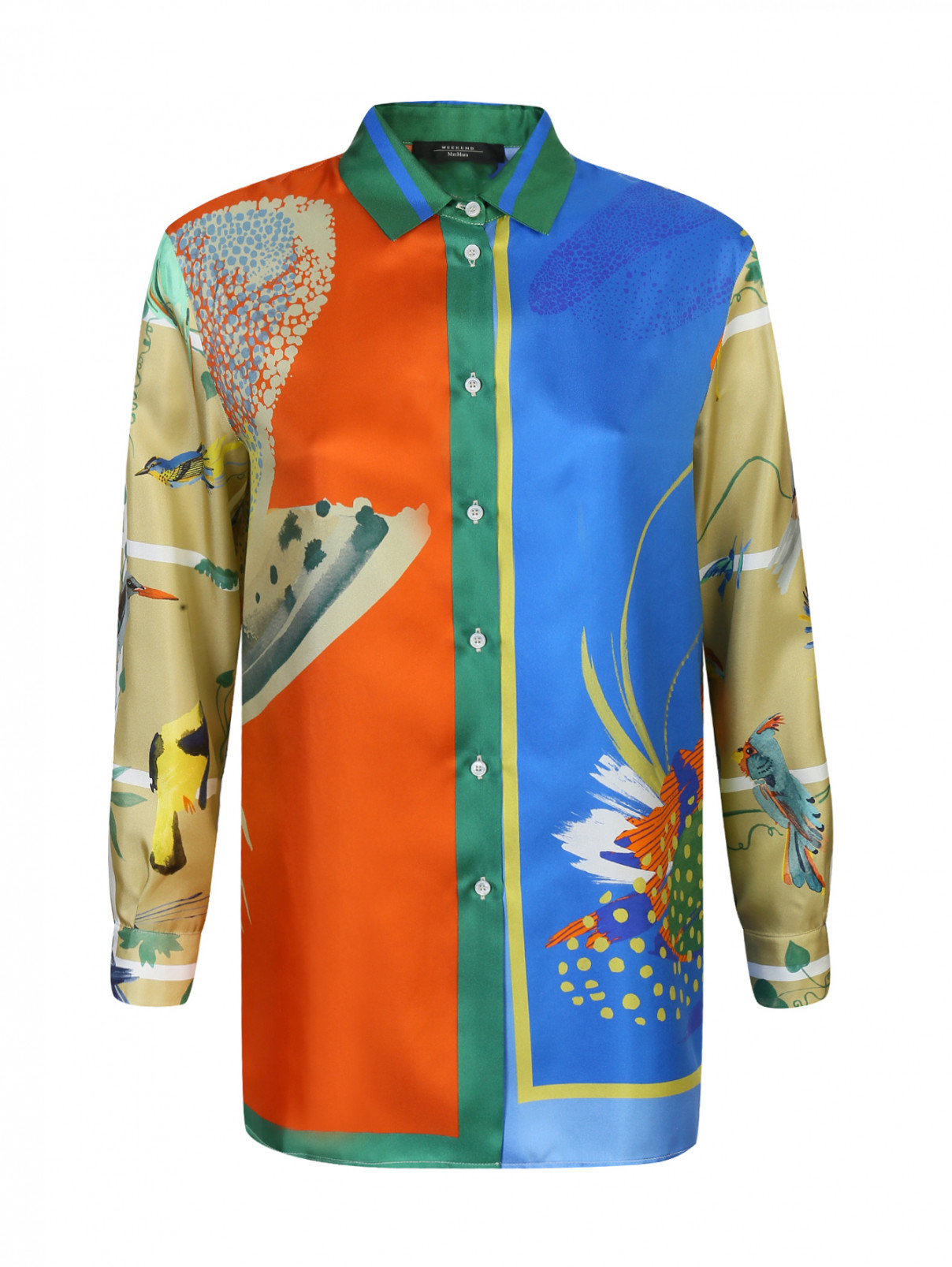 Блуза из шелка с принтом Weekend Max Mara  –  Общий вид  – Цвет:  Оранжевый
