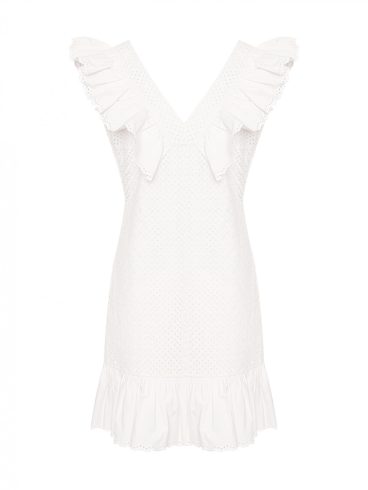 Платье из хлопка с вышивкой Sonia Rykiel  –  Общий вид  – Цвет:  Белый