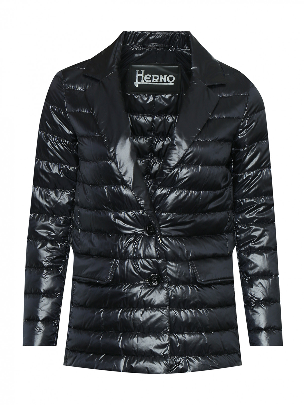 Стеганая куртка с карманами Herno  –  Общий вид  – Цвет:  Черный